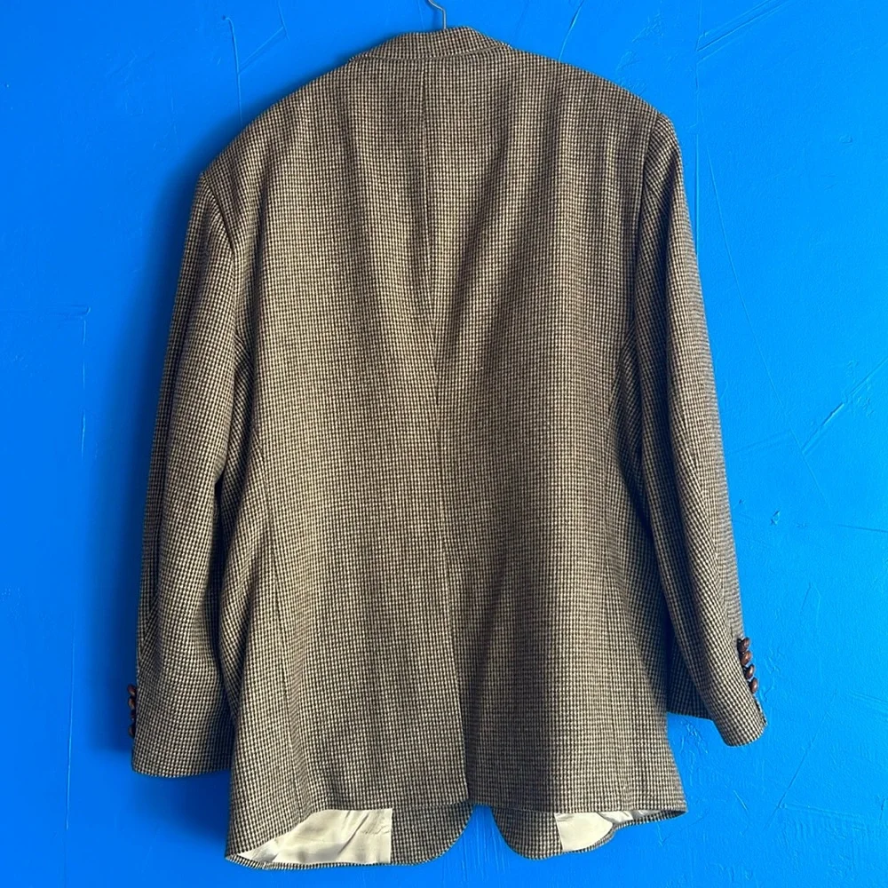 Woolrich Men’s blazer tweed vintage Classic‎ Houndstooth sports coat brown 42R